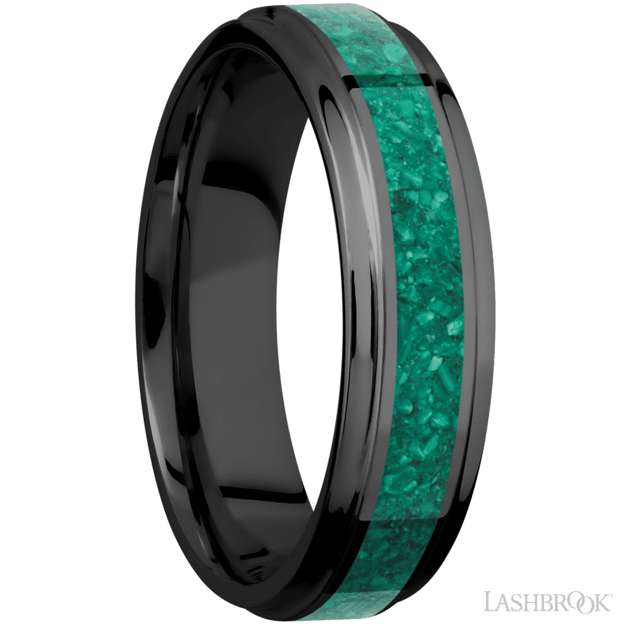 6 mm wide Flat Grooved Edges Zirconium band