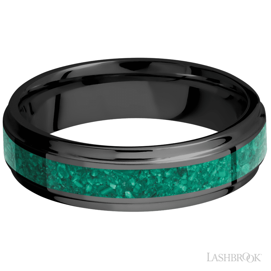 6 mm wide Flat Grooved Edges Zirconium band