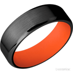 7 mm wide Beveled Zirconium band featuring a Hunter Orange sleeve