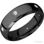 7 mm wide Domed Bevel Zirconium band w/ Diamond Accent