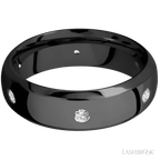 7 mm wide Domed Bevel Zirconium band w/ Diamond Accent