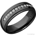 7 mm wide Domed Stepped Down Edges Zirconium band w/ Diamond Accent