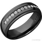 7 mm wide Domed Stepped Down Edges Zirconium band w/ Diamond Accent