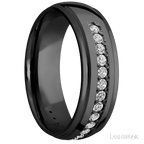 7 mm wide Domed Stepped Down Edges Zirconium band w/ Diamond Accent