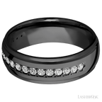 7 mm wide Domed Stepped Down Edges Zirconium band w/ Diamond Accent