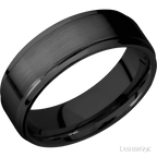 7 mm wide Flat Grooved Edges Zirconium band