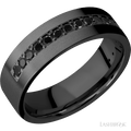 7 mm wide Flat Zirconium band w/ Black Diamond Accent