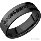 7 mm wide Flat Zirconium band w/ Black Diamond Accent