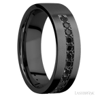 7 mm wide Flat Zirconium band w/ Black Diamond Accent