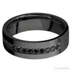 7 mm wide Flat Zirconium band w/ Black Diamond Accent