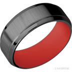 8 mm wide Stepped Bevel Zirconium band featuring a USMC Red sleeve