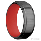 8 mm wide Stepped Bevel Zirconium band featuring a USMC Red sleeve
