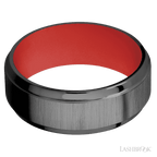 8 mm wide Stepped Bevel Zirconium band featuring a USMC Red sleeve