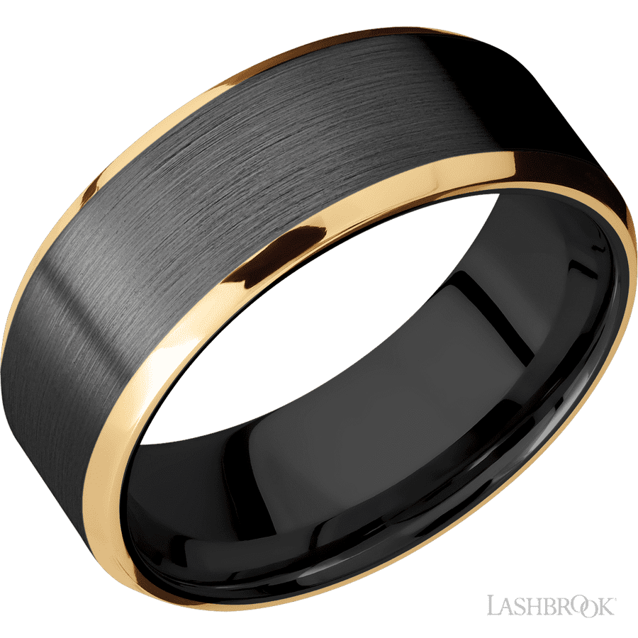 8 mm wide Beveled Zirconium band