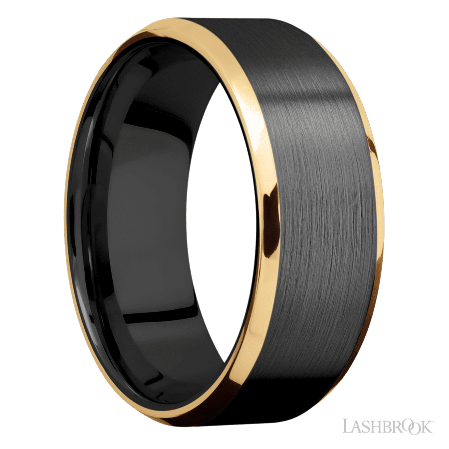 8 mm wide Beveled Zirconium band
