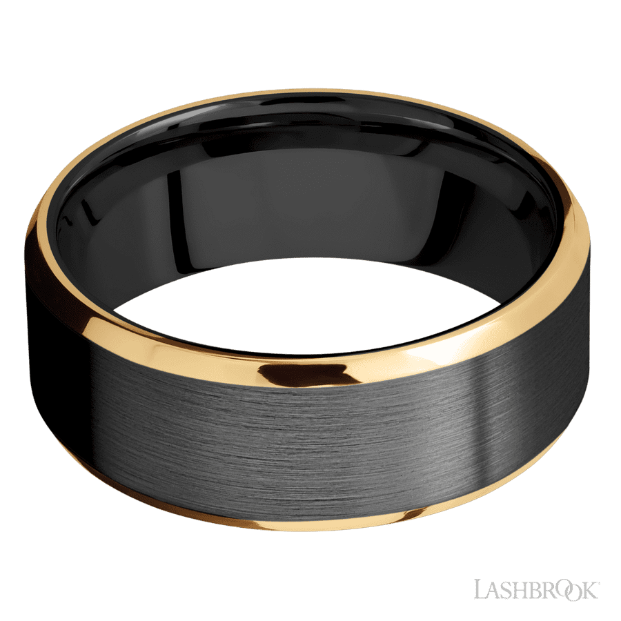 8 mm wide Beveled Zirconium band