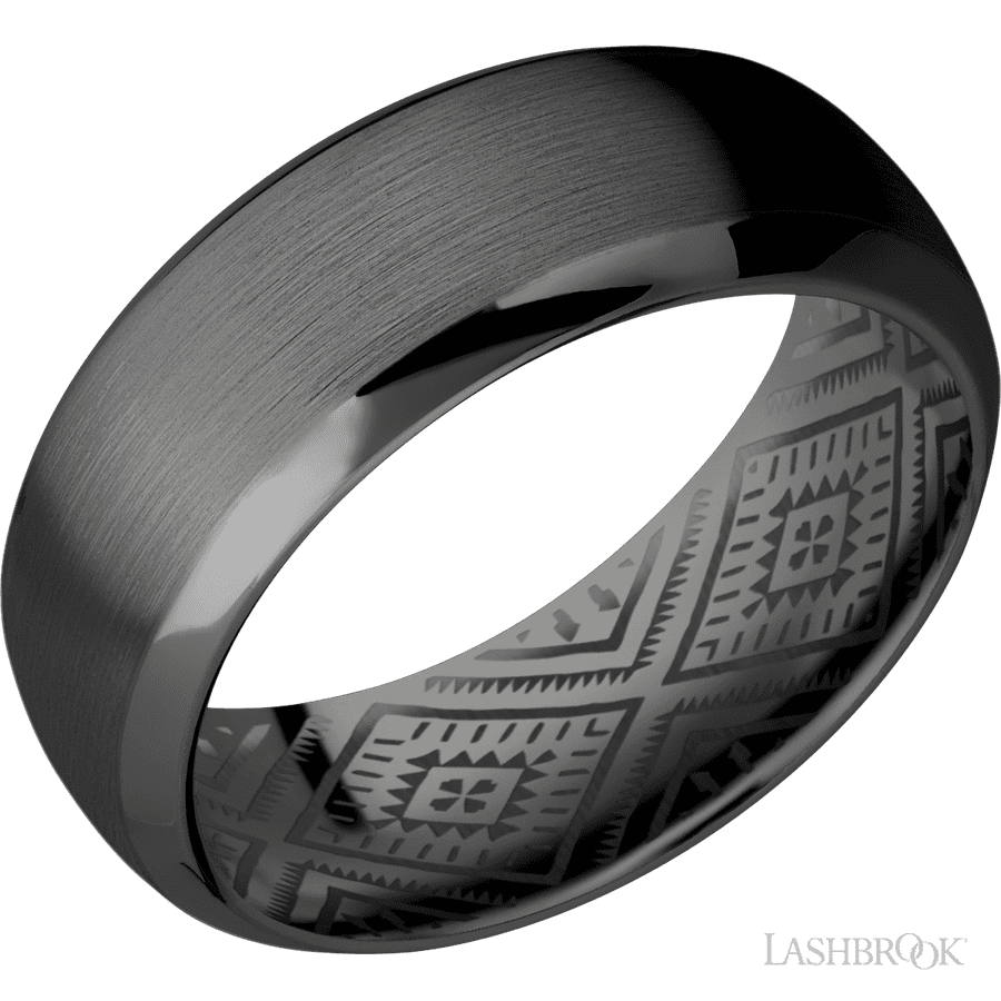 8 mm wide Domed Bevel Zirconium band