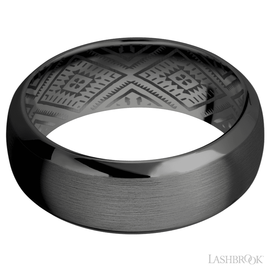 8 mm wide Domed Bevel Zirconium band