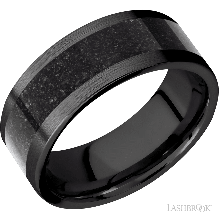 8 mm wide Flat Zirconium band