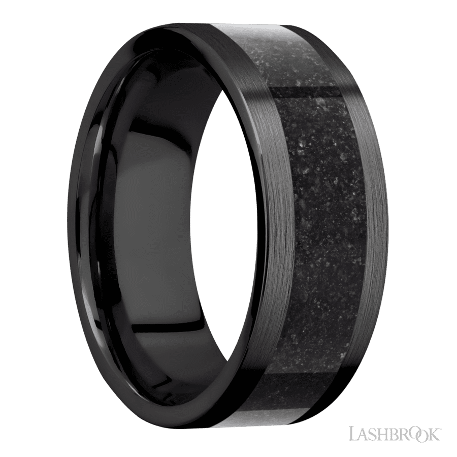 8 mm wide Flat Zirconium band