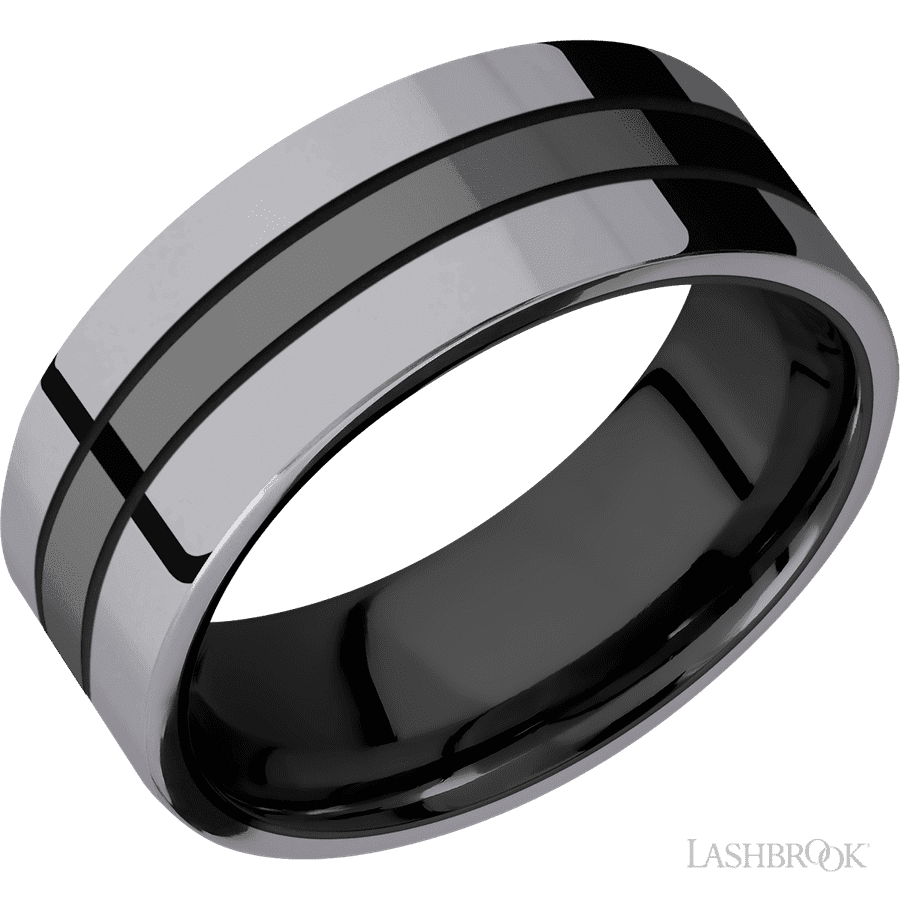 8 mm wide Flat Zirconium band