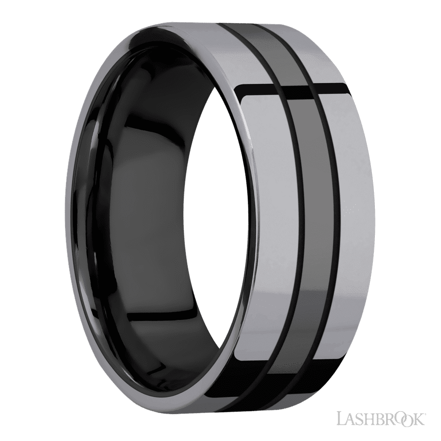 8 mm wide Flat Zirconium band