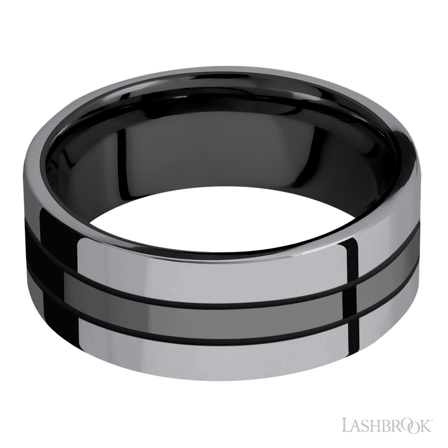 8 mm wide Flat Zirconium band