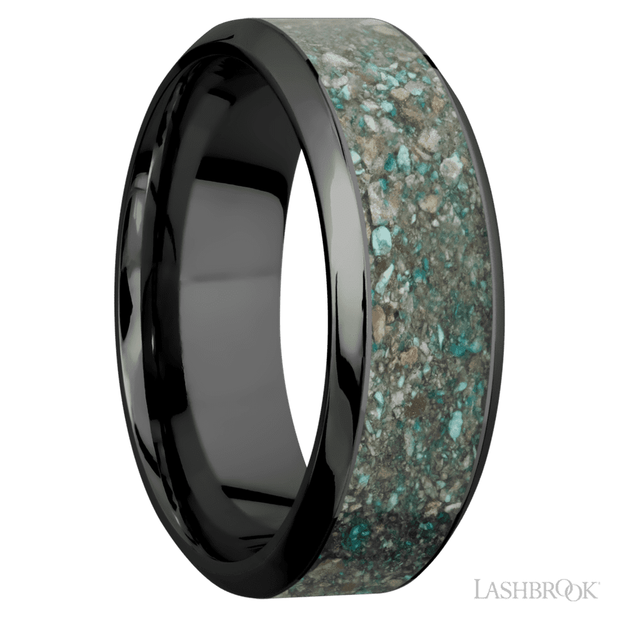 8 mm wide High Bevel Zirconium band