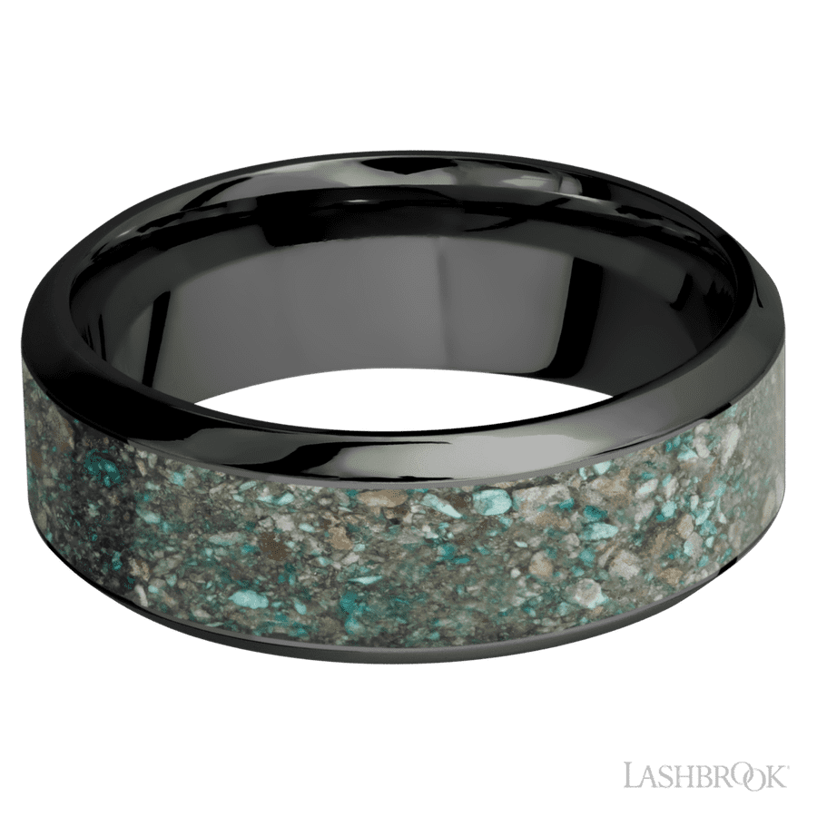 8 mm wide High Bevel Zirconium band