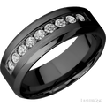 8 mm wide High Bevel Zirconium band w/ Diamond Accent