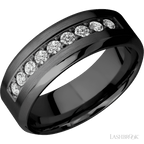 8 mm wide High Bevel Zirconium band w/ Diamond Accent
