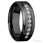 8 mm wide High Bevel Zirconium band w/ Diamond Accent