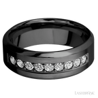 8 mm wide High Bevel Zirconium band w/ Diamond Accent