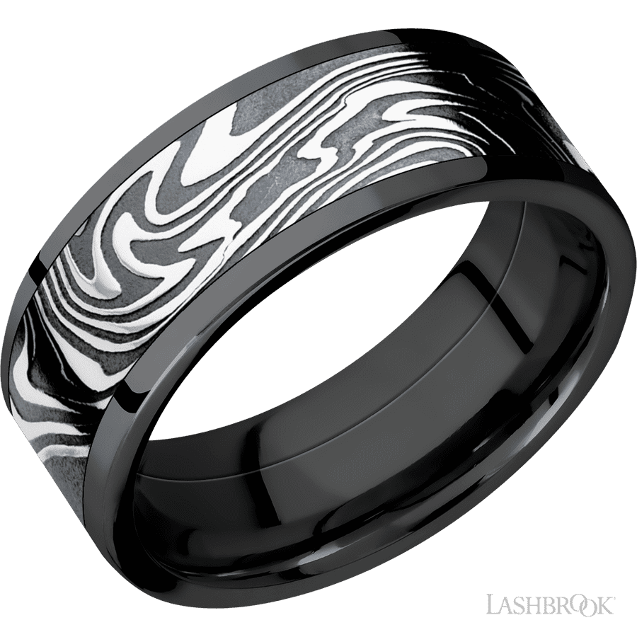 8 mm wide Flat Zirconium band