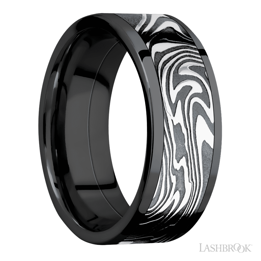 8 mm wide Flat Zirconium band