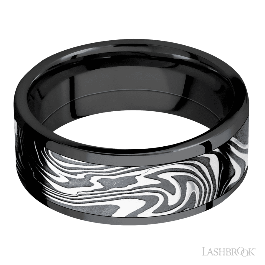 8 mm wide Flat Zirconium band