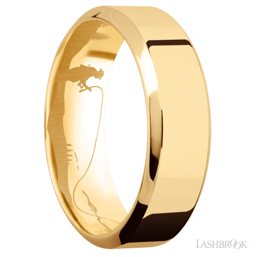 7 mm wide High Bevel 14K Yellow Gold band