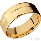 8 mm wide Beveled with Center Accent Groove 14K Yellow Gold band