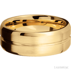 8 mm wide Beveled with Center Accent Groove 14K Yellow Gold band