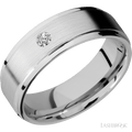 7 mm wide Flat Grooved Edges 14K White Gold band w/ Diamond Accent