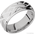 8 mm wide Domed Stepped Down Edges 14K White Gold band