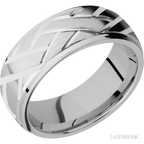 8 mm wide Domed Stepped Down Edges 14K White Gold band