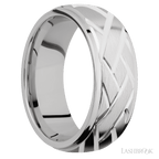 8 mm wide Domed Stepped Down Edges 14K White Gold band