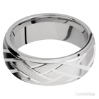 8 mm wide Domed Stepped Down Edges 14K White Gold band