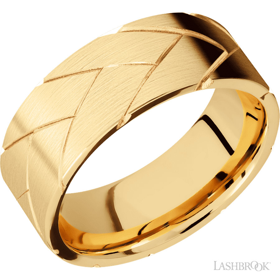 8 mm wide Flat 14K Yellow Gold band