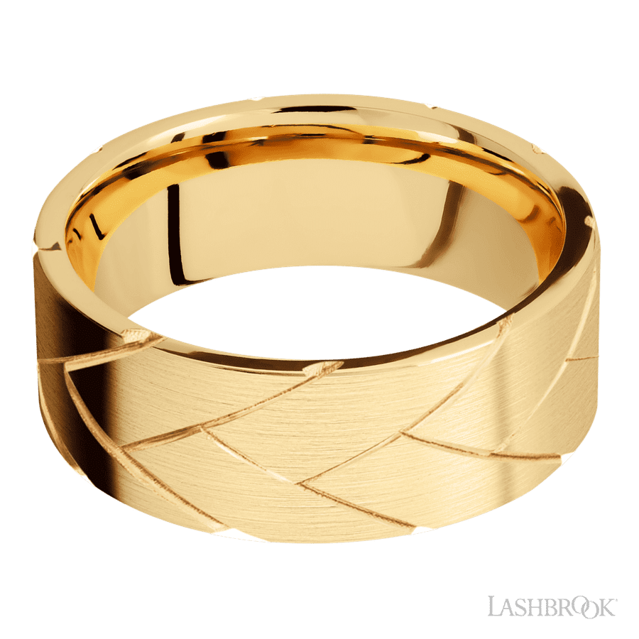 8 mm wide Flat 14K Yellow Gold band