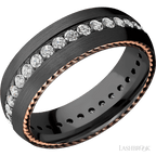 7 mm wide Domed Zirconium band w/ Diamond Accent