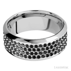 9 mm wide High Bevel 14K White Gold band w/ Black Diamond Accent