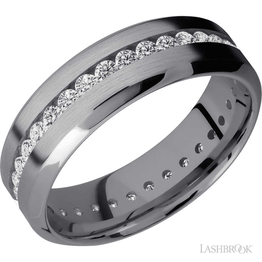 7 mm wide High Bevel Tantalum band w/ Diamond Accent