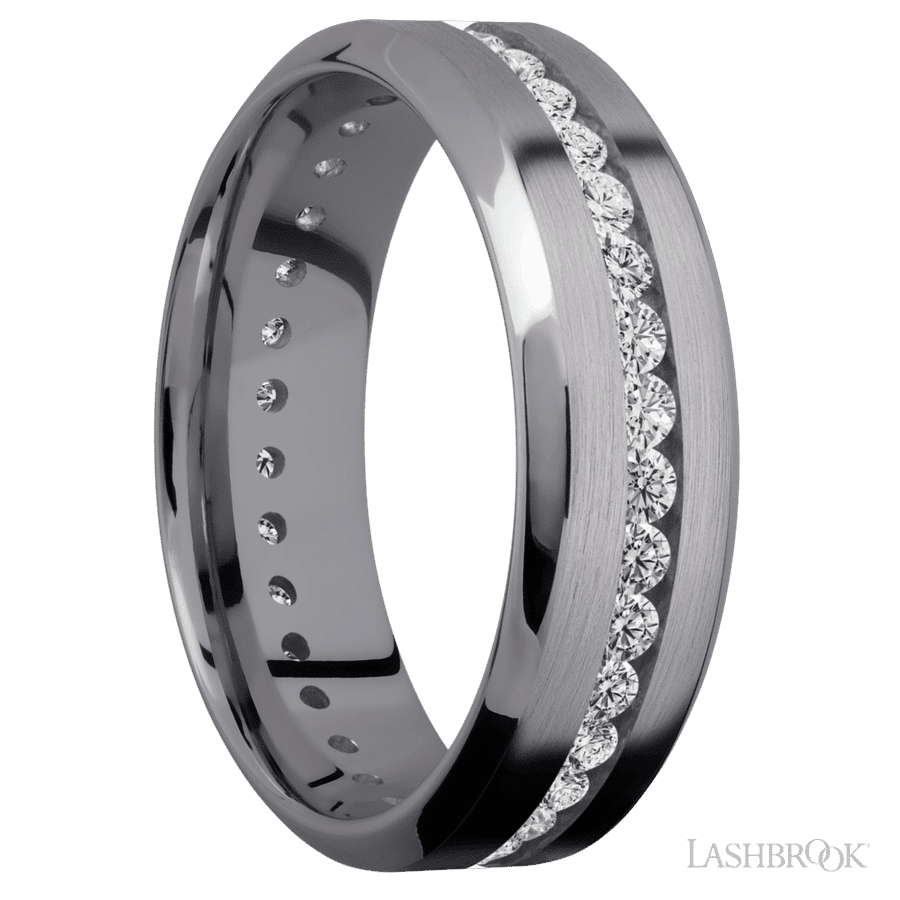 7 mm wide High Bevel Tantalum band w/ Diamond Accent